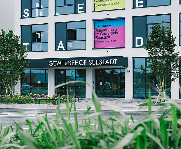 Gewerbehof Seestadt, Eingang